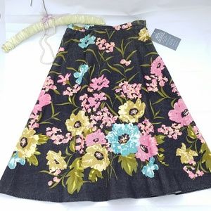 AK Corduroy Floral Skirt Anne Klein Petites